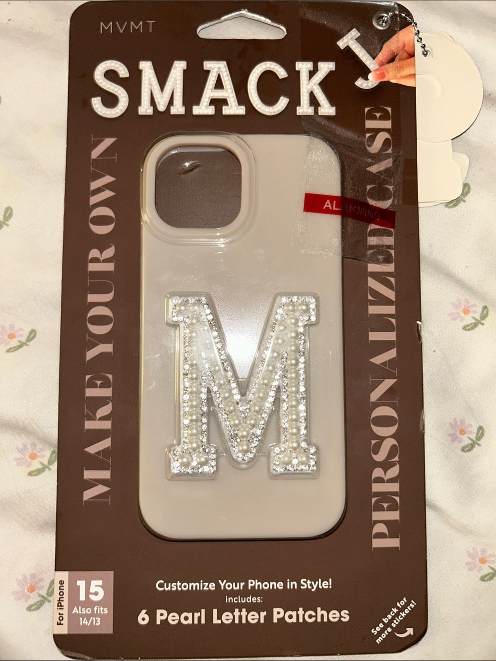 MVMT Pearl 'M' Personalized Cream iPhone Case with White Accent